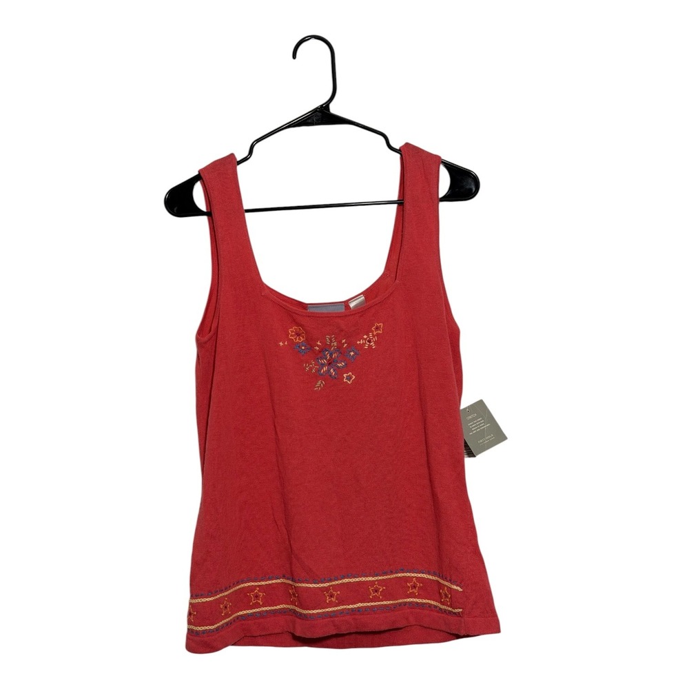 First Issue Liz Claiborne Boho Tank Top Embroidered Star Floral Size Small NWT